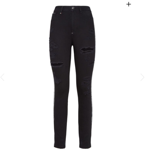 PHILIPP PLEIN MISS HIGH WAIST JEGGING LOGO STRIPES - Picture 4 of 16